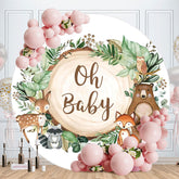 Aperturee - Circle Jungle Forest Animals Kids Baby Shower Backdrop
